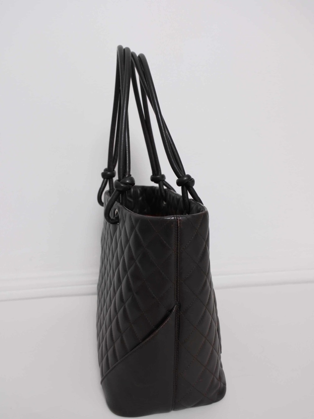 CHANEL Cambon dark brown Quilted Leather Tote with Signature CC - Picture 4 of 15